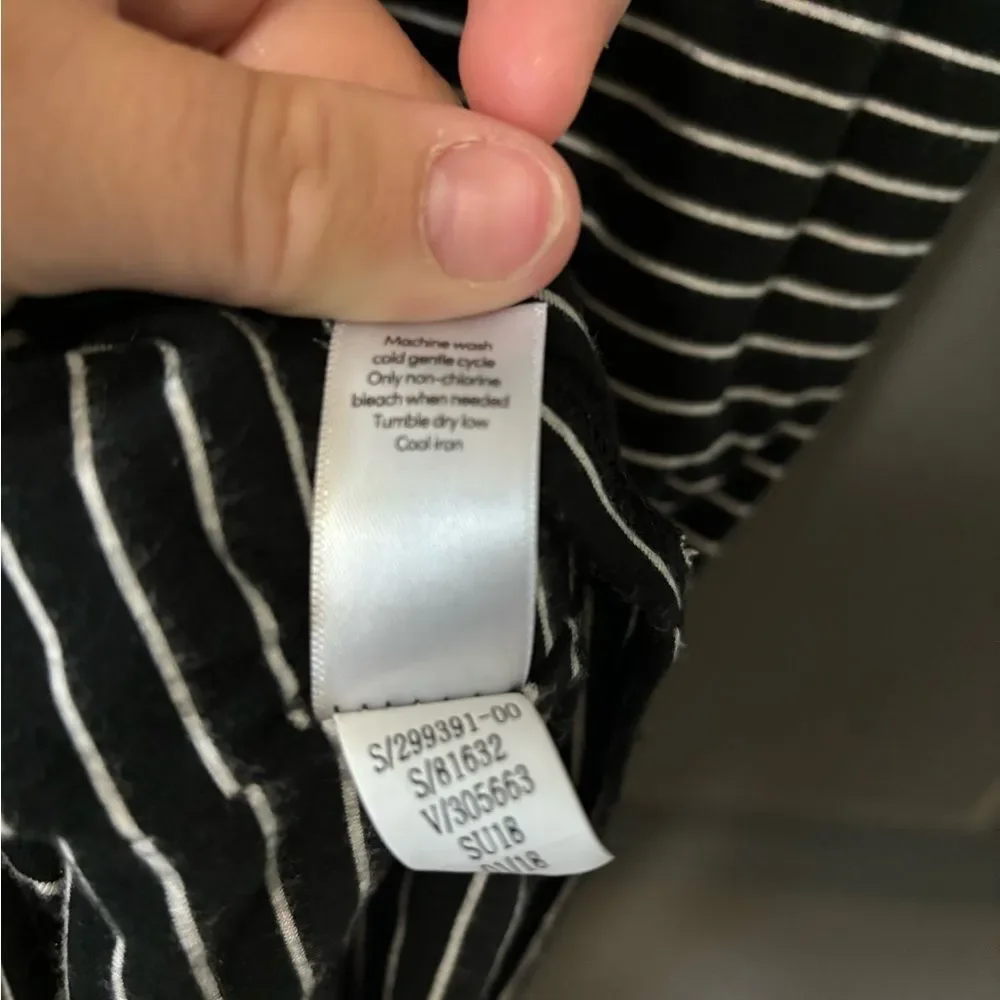 Athleta Black White Stripe Lenzing Modal Twist Back Midi Dress Sz S
